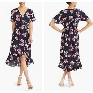 J. CREW Blue Floral Ruffle Wrap Dress